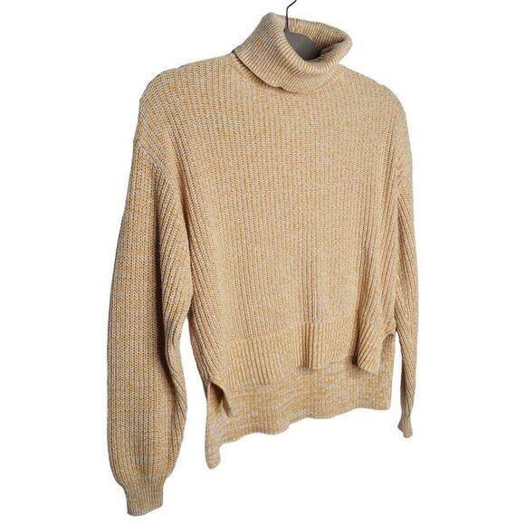 Urban Outfitters Cozy Turtleneck Oversized Yellow Hi Lo Hem Sweater XS - Picture 3 of 6